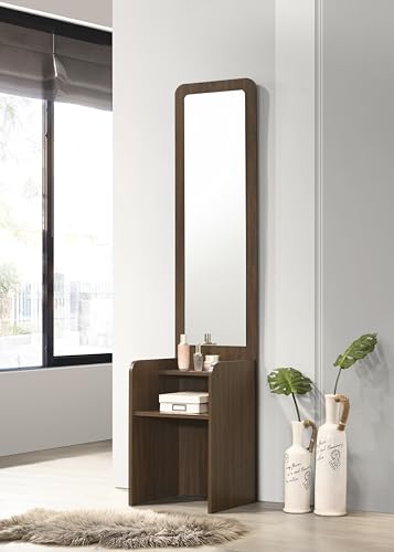 Image of DeckUp Zeus Engineered Wood Dressing Table with Mirror (Walnut, Matte Finish)
