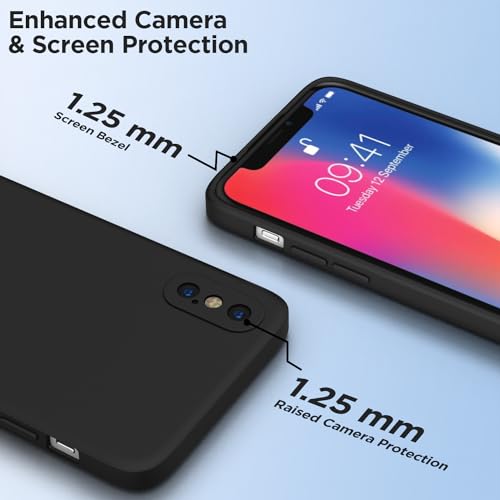 Image of Outlouders Back Cover for iPhone X /iPhone Xs | Camera Protection | Durable Soft Matte Silicone Bumper Case (Black)