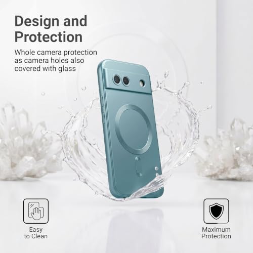 Image of amazon basics Premium Mag-Safe Case for Google Pixel 8A | Shockproof & Anti-Scratch Cover | Soft Silicone with Wireless Charging | Camera Lens Guard - Blue