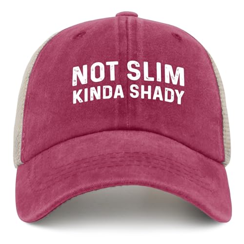 Funny Trucker Hat NOT Slim Kinda Shady Trucker Hat Men Funny Mesh Hats for Summer Pink