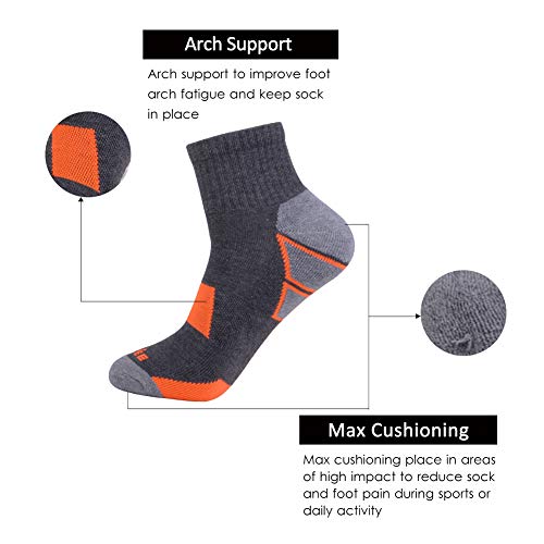 JOYNÉE Men's 6 Pack Athletic Performance Cushion Ankle Running Quarter Socks2