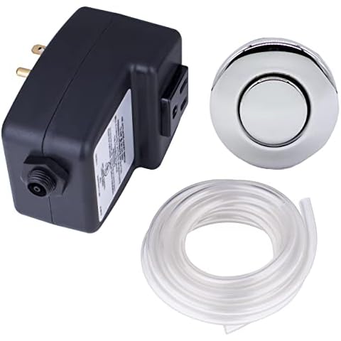 Mr. Scrappy 20-MSAS-65 Single Outlet Garbage Disposal Air Switch, Kitchen Sink Top On and Off Kit for Waste Disposers, Includes Button, Tubing, 120V Power Module, and Hardware, Chrome Cover