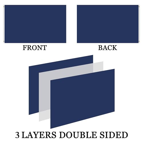 Embroidered Navy Emblem Flag Double Sided 3x5 Outdoor- 300D Heavy Duty Nylon-...