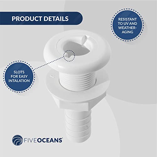 image for Five Oceans FO1867 White Straight Thru-Hull Fitting Connection for Hos
