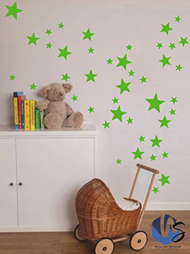 55?mixtes Taille ?toiles Stickers muraux Autocollant Kid Art Chambre d'enfant D?coration chambre ? coucher en vinyle - vert gazon Cover