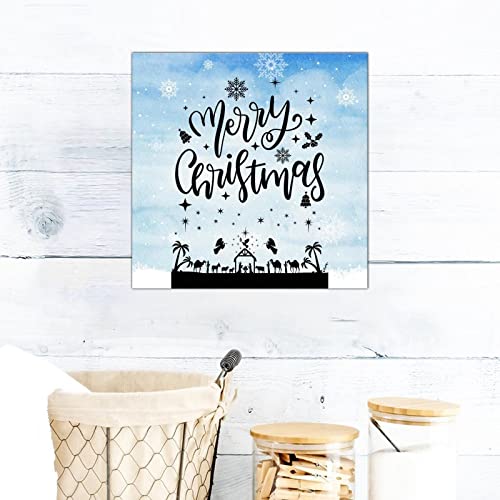 Plaque murale rétro en bois Merry Christmas déco 35x35 cm - 7