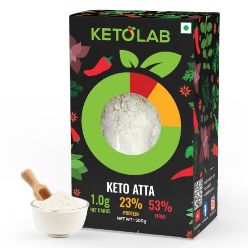 Image of Ketolab Keto Aata Flour, 200 Gms, 1 Pack, 1g Net Carb & 23% High Protein /Soft Roti, Identical to Wheat Flour, Ultra Low Carb, Pre-Biotic High Fibre, Low GI, Keto Diet, Weight Loss, Diabetic Friendly