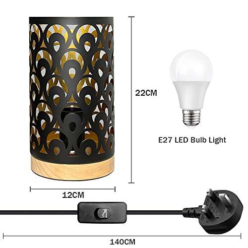 Sedom Bedside lamp Black Table lamp Modern Bedside Table Lamp with Wooden Base for Bedroom, Living Room, Nightstand, Office (E27 Bulb Included) Sedom Bedside lamp Black Table lamp Modern Bedside Table Lamp with Wooden Base for Bedroom, Living Room, Nightstand, Office (E27 Bulb Included)