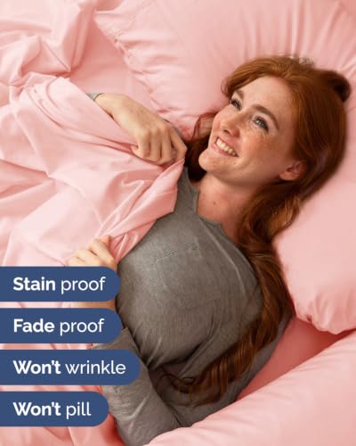Image of Extra Deep Flex Top Split Head King Sheet Set - 6 Piece Breathable and Cooling Sheets - Hotel Luxury Bedding for Women, Men, Kids & Teens - Easy Secure Fit - Extra Deep Pockets - Baby Pink