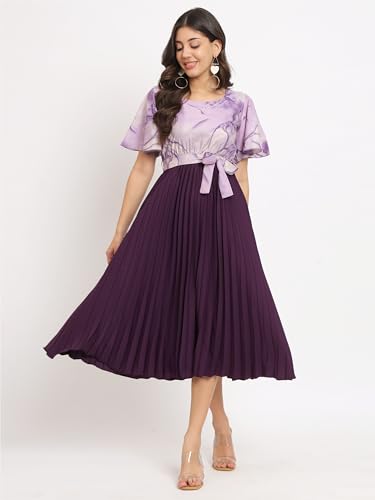 Kzully Women's Crepe A-Line Midi Dress (601-Mrb-Purple-Xxl_Purple_2Xl)