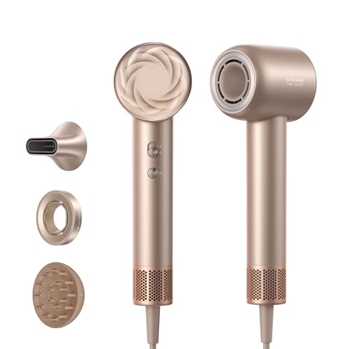 DREAME Hair Glory Mix High-Speed-Haartrockner, 3 magnetische Düsen, NTC-Temperaturregelung, 300 Millionen negative Ionen/cm³, Motor mit 110.000 U/min, 336 g leicht, Gold
