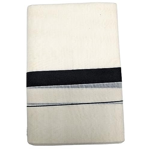 Image of MAT Kuthampully Kerela Onam Kasavu Kattikara Cotton Set Mundu Saree For Women with 1 inch Border and Kuri | 2.50 Meters Shawl