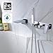 SUMERAIN Wall Mount Tub Faucets, Waterfall Tub Filler Spout with Hand Shower