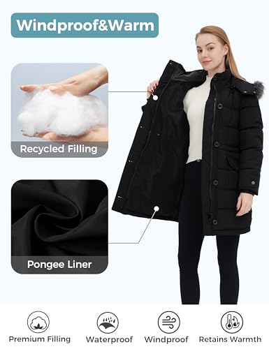 ZSHOW Women's Warm Hooded Winter Coat Waterproof Quilted Puffer Jacket Long Windproof Parka4