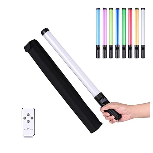 Queenser 20W RGB portátil com varinha de luz colorida LED para fotografia de luz bicolor Temperatura 3000K-6500K Brilho regulável 0% -100% CRI ＞ 85 com vários efeitos especiais de iluminação Bolsa de