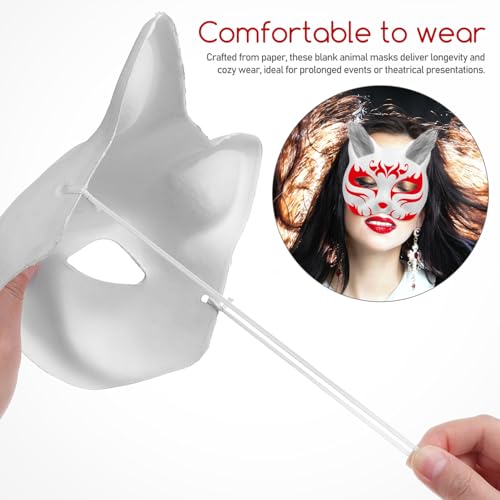 Vaguelly 1 Conjunto De Máscaras De Gato Em Branco Máscaras Therian Brancas Máscaras De Raposa Japone