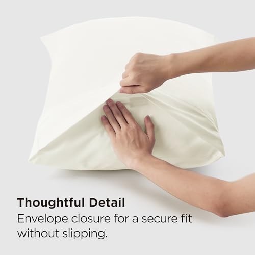 Image of Bedsure Pillow Cases Standard Size Set of 2 - Ivory White Brushed Microfiber Pillowcases, Super Soft and Cozy Pillow Case Covers with Envelope Closure for Kids, Wrinkle, Fade Resistant, 20x26 Inches