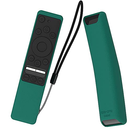 Image of Oboe Sikai Silicone Case Compatible with Samsung BN59-01312A QLED 8K 4K Smart TV Remote Shockproof Full Wrap Protective Remote Cover Skin-Friendly Anti-Slip Anti-Lost with Remote Loop (Green-Black)