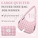 Quilted Puffer Tote Bag Large Puffy Crossbody Shoulder Bag, Lightweight Soft Nylon Quilted Oversized Padding Hobo Tote Bag Handbags Puff Purse Carryall Gym Bag Trendy Tote for Women(Pink)