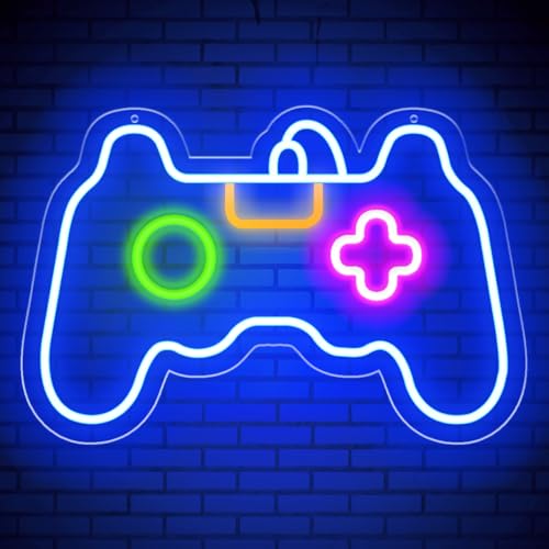 Image of Euvkysh Game Neon Sign for Gamer Room Decor, Led Dimmable Neon Signs Wall Decorations for Living Room Bedroom Gamepad Controller Shape Lights Game Room Decor, Best Gamer Gifts for Boys, Kids