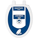 Mayfair Universal Size Slow Close Toilet Seat, Durable Plastic, Fits Round & Elongated Toilets, White
