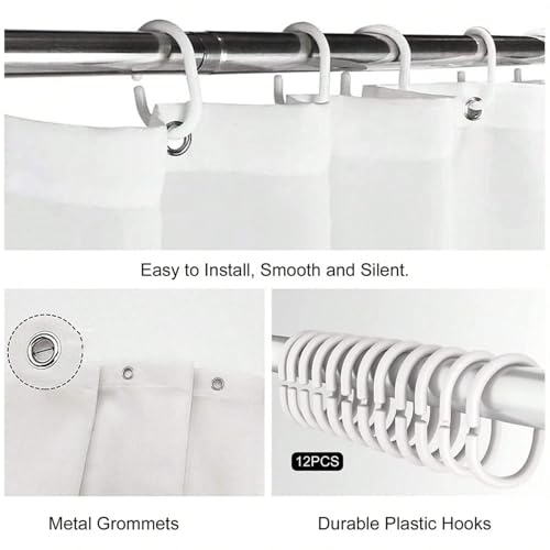 Rideau de douche anti éclaboussures en tissu polyester fleuri 88 x 210 cm