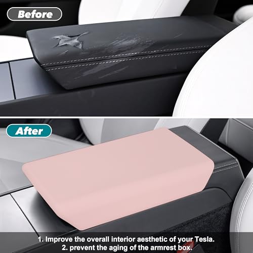 frani Center Console Armrest Cover Designed for Tesla Model 3 Highland 2024-2026 and Model Y Juniper 2026 Refresh,Non-Slip Designed with EZ Snap On Install-Pink by frani - Used condition - Image 3