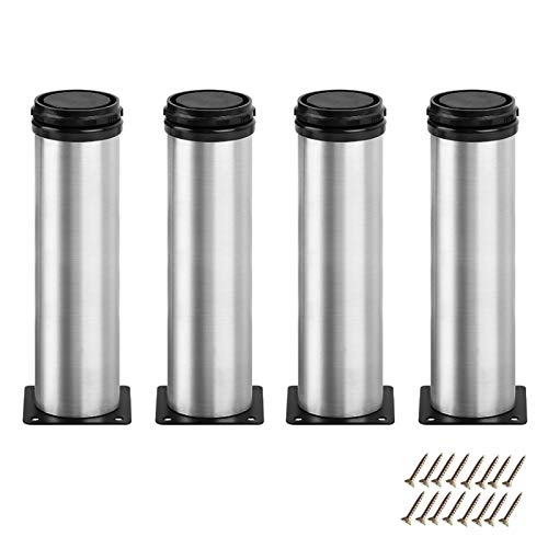 barture Pieds De Meuble Réglables, Pieds De Meuble en Acier Inoxydable Forte Capacité Portante Convient pour Table Basse, Armoire, Canapé, 4 Pièces (Color : Silver, Size : 50mm) Cover