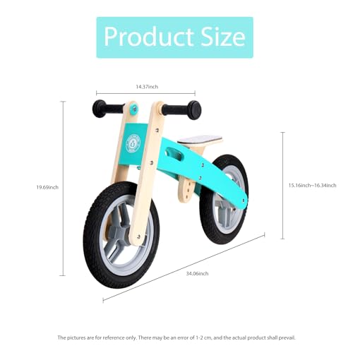 Image of Wooden Toddler Balance Bike, Kids Balance Bike for 3 Year Old with Adjustable Seat, No Pedal Toddler Bicycle for Kids 3-5 for Boys and Girls Birthday Gifts Toys