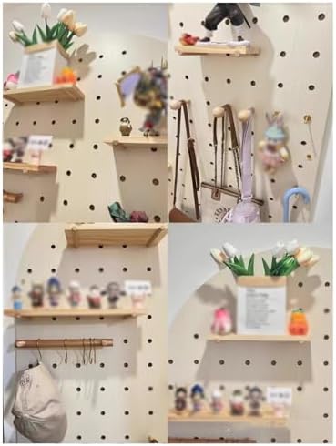 Freestanding Movable Pegboard Organizer Kit, Wooden Display Rack for Garage & Home, Versatile Storage System, 60x126cm, Decorative Wall Panels, Easy Assembly