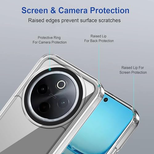 Image of amazon basics Back Case Cover for Vivo T4 5G | Compatible for Vivo T4 5G Back Cover | Case Cover with Camera Protection | (TPU + PC | Transparent)