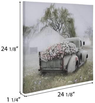 Miniatura 2 de Hobby Lobby Camión de salvia con petunias florales decoración de pared de lona para cocina o decoración del hogar