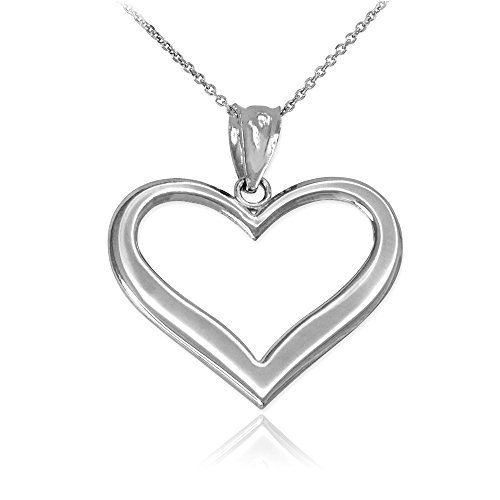 Open Heart Necklace in Dainty 925 Sterling Silver, 18"