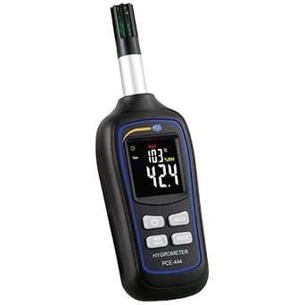 PCE Instruments PCE-444 Handheld Hygrometer, for HVAC Monitoring, Measures Humidity 0 ... 100% RH & Temp -20 ... 60C / -4 ... 140F, with Dew Point, Wet Bulb, Min/Max & Data Hold