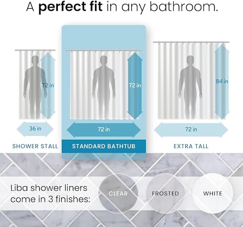 Image of LiBa Bathroom Shower Curtain - Waterproof Plastic Shower Curtain Premium PEVA Non-Toxic with Rust Proof Grommets 10G Heavy Duty Bathroom Accessories 72x72 | Heavy duty, non-Toxic with rust proof grommets,waterproof plastic shower curtain Set, weighted magnets, bathroom accessories