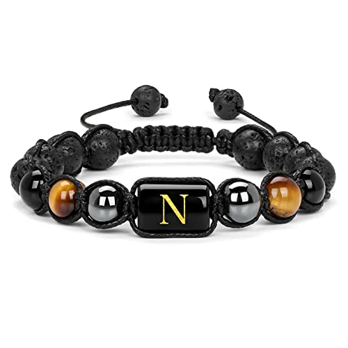 Bracelet en pierre de 8 mm pour le yoga et la méditation quotidienne avec lettre personnalisée