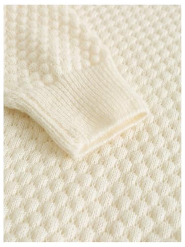 Image of BEAUDRM Girl's Bow Sweater Crew Neck Cute Sweaters Long Sleeve Knit Pullovers Sweater
