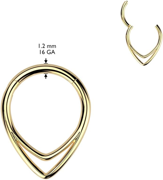 Pierced Owl 16GA ASTM F-136 Implant Grade Titanium Double Chevron Hinged Segment Clicker Ring - Image 2