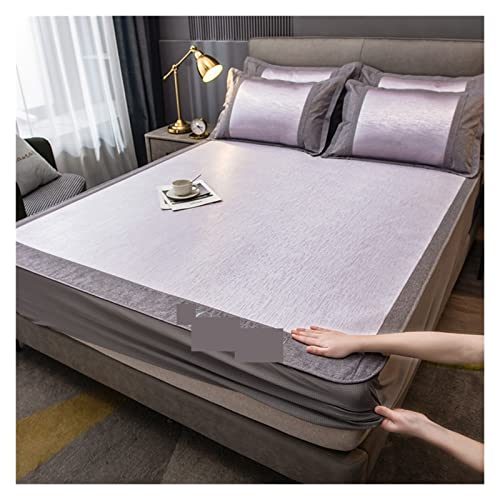 Sabanas Seda Juego de sábanas bordadas de verano de gama alta, alfombrilla de verano refrescante lavable for cama de tamaño Queen, alfombrillas frescas de malla con sensación de frío(3,150x200cm 3 pcs