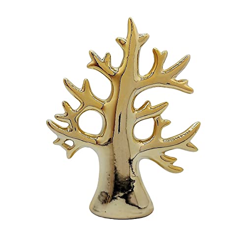 Kit Enfeite Pássaro Mini Cachepot Arvore Da Vida Flor (Dourado)