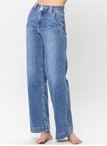 Astylish Jeans for Women Wide Leg High Waisted Stretchy Straight Leg Jean Baggy Trendy 2025 Denim Pants with Slanted Pockets2