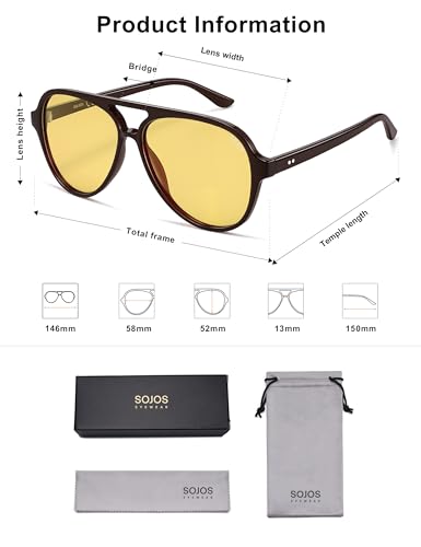 Image of SOJOS Classic Polarized Aviator Sunglasses for Women Men, Retro Trendy Aviators Shades SJ2201