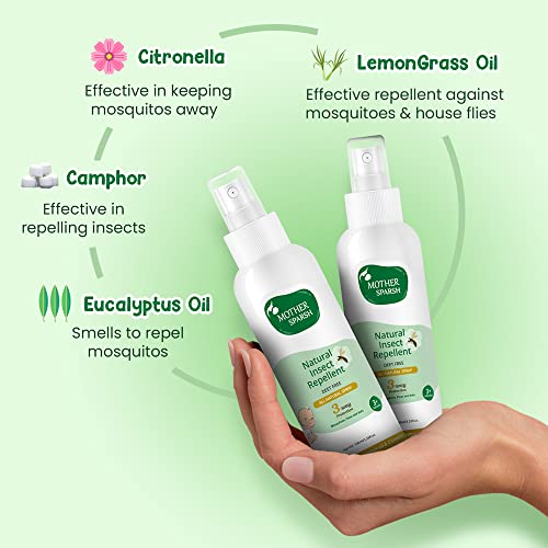 Image of Mother Sparsh 98% Water Based Baby Wipes I Plant made Wet Wipes I 80 Pcs wipes with lid, Pack of 3 & Mother Sparsh Natural Insect Repellent Spray For Babies- 100ml