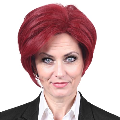 FantaLook Short Wine Red Cosplay Wig for Women Halloween Party