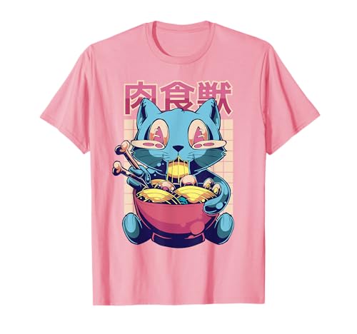 Weirdcore Vaporwave Anime Ramen Cat Weird Japanese Kawaii T-Shirt