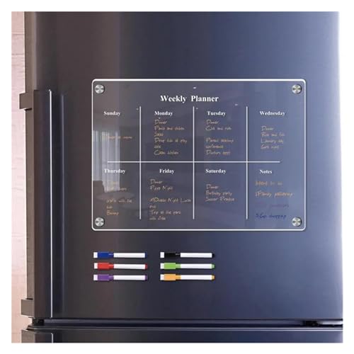 LKJOZCR Calendario magnético acrílico Transparente for Nevera, Tablero de borrado en seco, Tablero acrílico for refrigerador, Tabla de planificación for Hacer Lista(L)