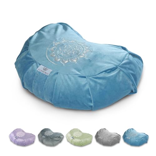 Florensi Crescent Meditation Cushion Velvet Buckwheat Floor Yoga Pillow