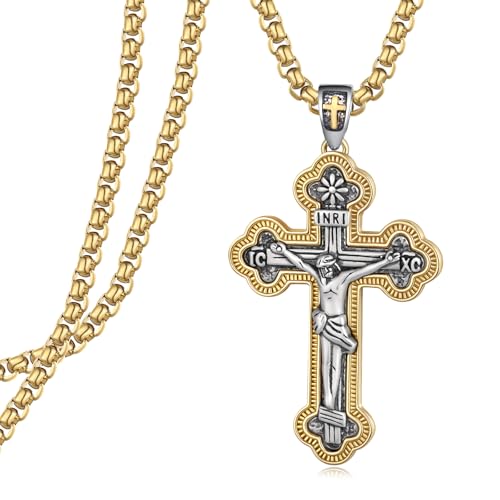 Orthodox Cross Necklace Men 925 Sterling Silver Orthodox Cross Necklace Religious Jewelry Gifts for Men
