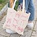Veqzc Pink Preppy Bow Canvas Tote Bag,Coquette Trendy Pink Ribbon Bow Tote Bag,Pink Bow Lover Canvas Bag For Teen Girl Friend Birthdays Gift