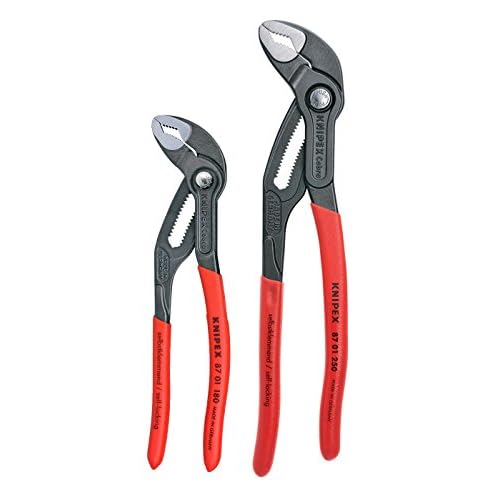KNIPEX Tools – 2 Piece Cobra Pliers Set (87 01 180 & 87 01 250) (003120V01US), Red
